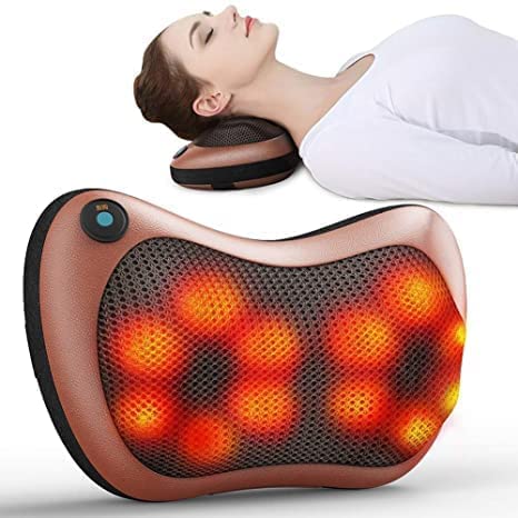 Image of Body Massager Pillow With 8 Kneading Ball, Full Body Pain Relief, Shoulder, Legs, Neck & Back Pain Relief with Shaitsu Infrared Heat Therapy, Deep Tissue Electric Massager for Car & Home- Office