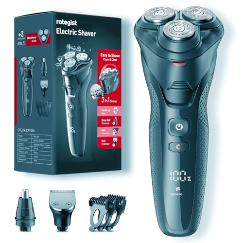 rategist 3-in-1 Electric Razor for Men: IPX7 Waterproof Razors for Men - USB-C Rechargeable,...
