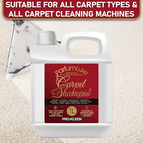 Pro-Kleen Parfum Luxe Carpet Shampoo 1L - Deeply Cleans, Removes Stains, Deodorises - Inspired By Designer Fragrance - Leaves A Long-Lasting Amber, Flowery & Woody Aroma - 8