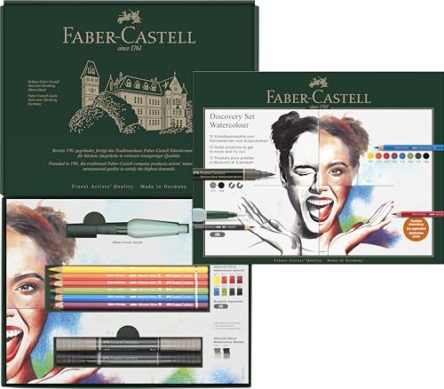 Faber-Castell Discovery Set Albrecht Durer 水溶性アートセット 12ピース アーティスト用品 水彩絵の具鉛筆 水彩マーカーペン ウォーターブラシ アーティストセット 自宅 学校 アートスタジオ