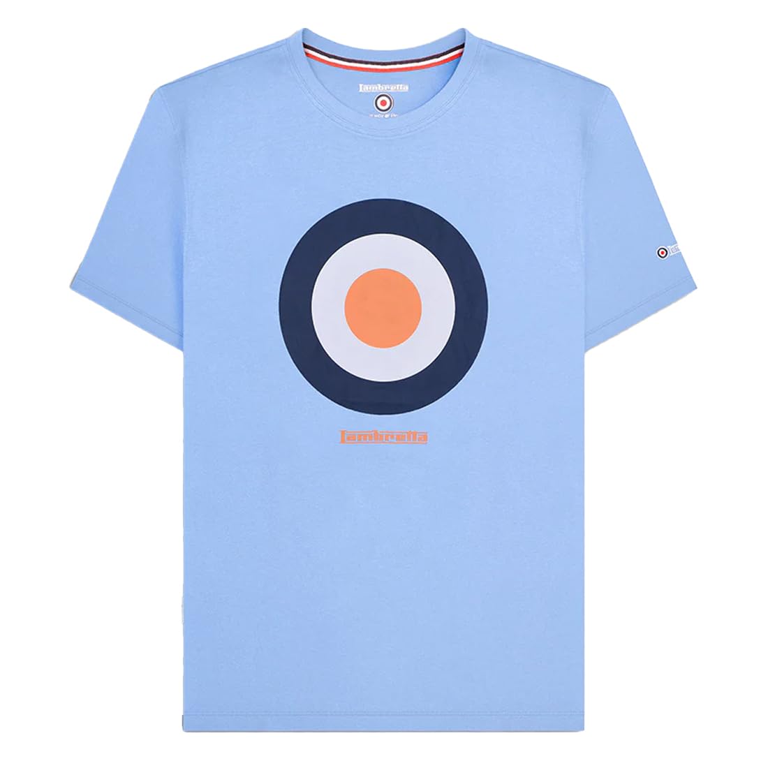 Lambretta Mens Target Crewneck Short Sleeve T-Shirt Tee Top - Clear Sky - 3XL
