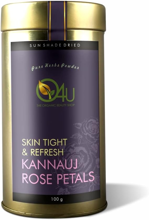 O4U Kannauj Rose Petals Powder for-Rejuvenating Skin, Reducing Dark Spots, Scars & Marks, Removing Toxins | USDA Certified, 100% Pure & Organic | (100g)