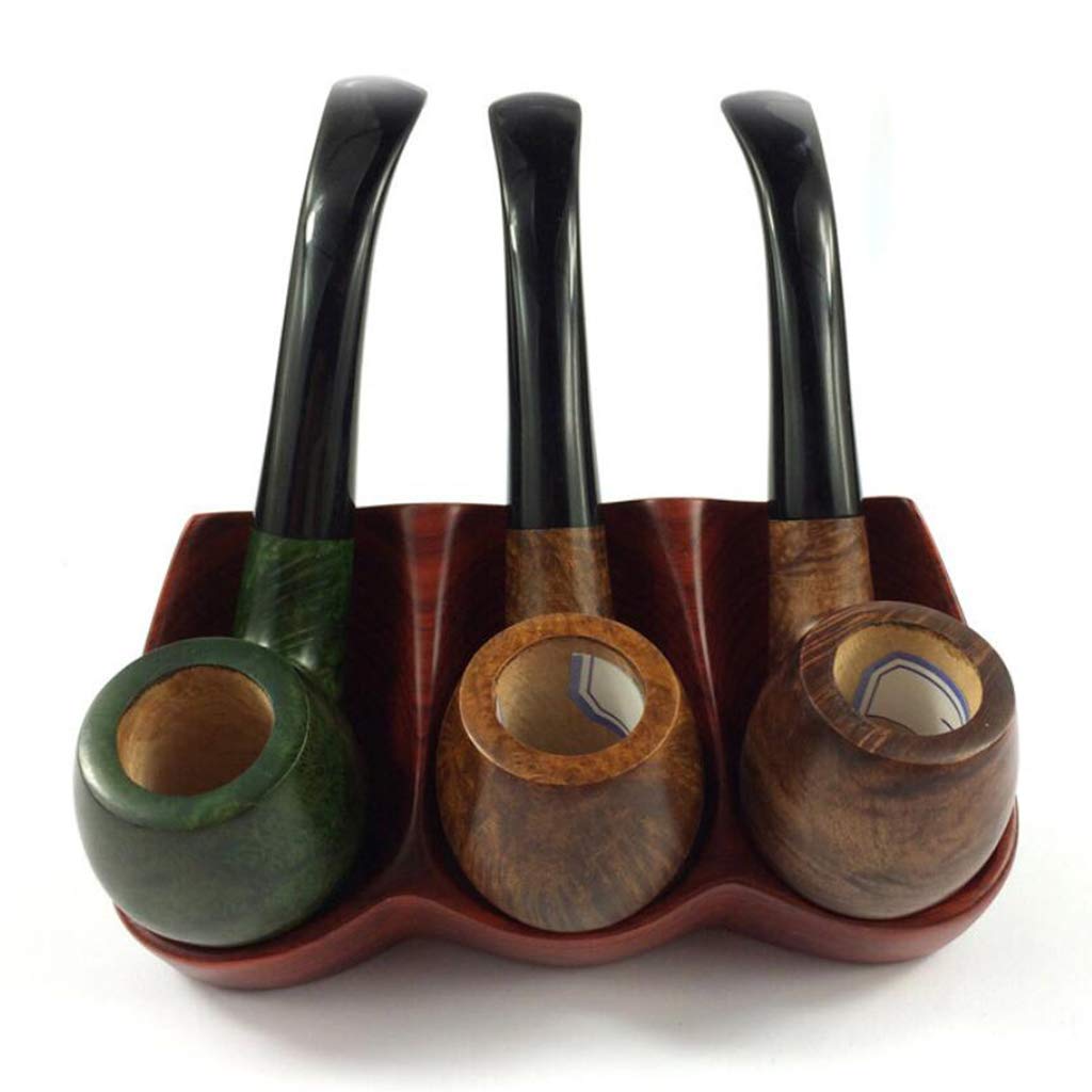 CVJdfhRE pipe rack, Cigar Holder Rack Wooden Tobacco Pipe Stand Exquisite Workmanship Rosewood Seated Scoop Smoking for 3 Pipes