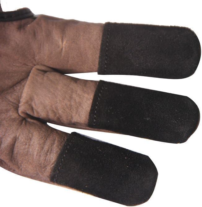 ArcheryMax Handmade Brown Leather Three Finger Archery Gloves