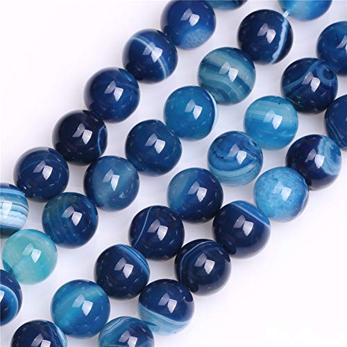 Mejores precios y opiniones de Gema azul al mejor precio. 25 GEM-Inside - Cuentas sueltas de ágata azul natural de 10 mm para hacer joyas, 38 cm