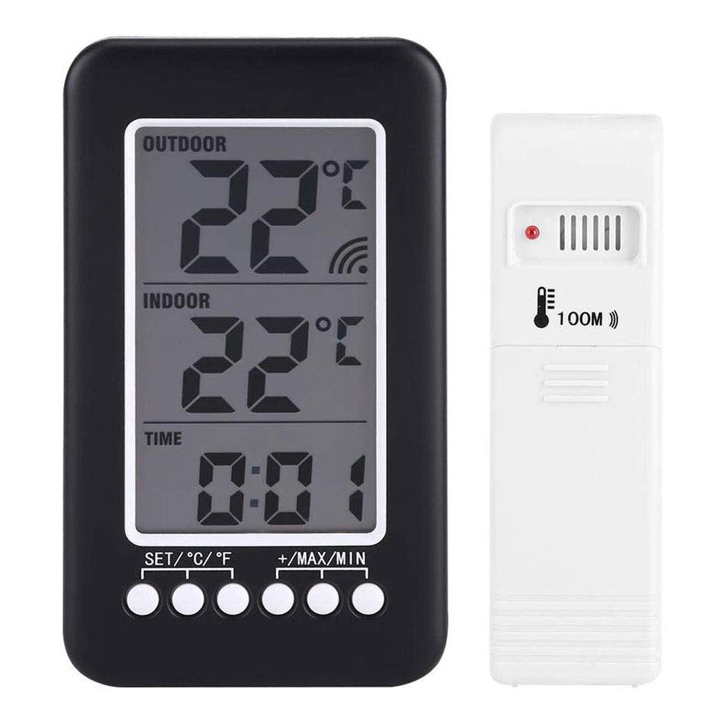 PNAWLLCF-65 zegar miernik temperatury, cyfrowy cyfrowy termometr zewnętrzny LCD termometr elektroniczny i higrometr