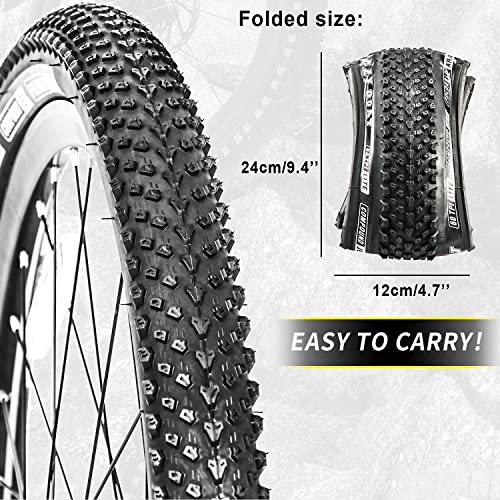 Avasta 26 X 2.10 Foldable 60 Tpi Mtb Mountain Bike Tires For 26 Inch Cycle Road Hybrid Touring Electric Bicycle, Replacement Tire, Black #TOP3