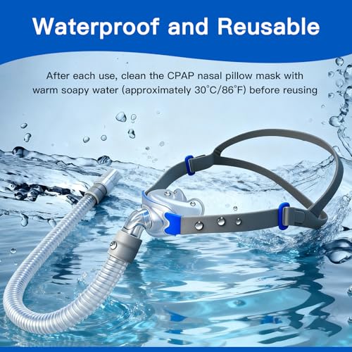 Image of CPAP Nasal Pillow Mask, Nasal Pillow Set with Detachable Headgear, Frame, Tube and 3 Different Sizes of Nasal Pillows(S,M,L)