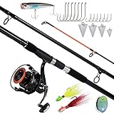 Dr.Fish Surf Fishing Rod and Reel Combo, Saltwater Fishing Gear Set, 12ft Surf Rod 9000 Spinning Reel 9+1 BB, Offshore Spinning Pole Kit Equipment Set Striper Pompano Flounder