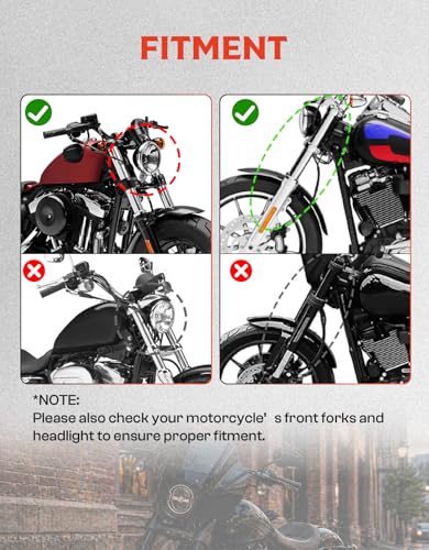Image of TCMT Motorcycle Headlight Quarter Fairing with Windshield and Bracket Mount Kit Fit for Harley 2020-2024 Softail Standard 2018-2020 Low Rider 2018-2020 Street Bob Vivid Black