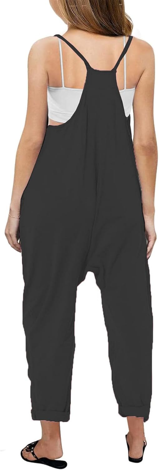 Girl's Casual Sleeveless Jumpsuits Spaghetti Straps Harem Long Overalls With Pockets - Image 2