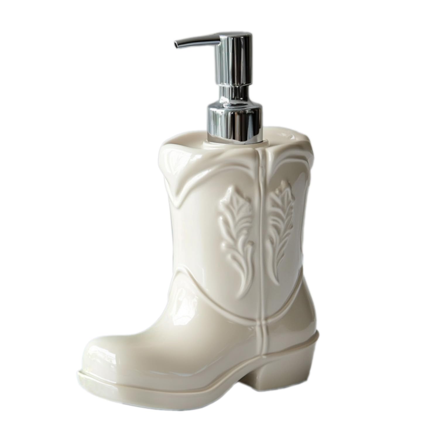 SOCOSY Dispenser di sapone in porcellana bianca, dispenser di sapone per le mani con pompa, bottiglia di sapone liquido ricaricabile per cucina bagno stivali