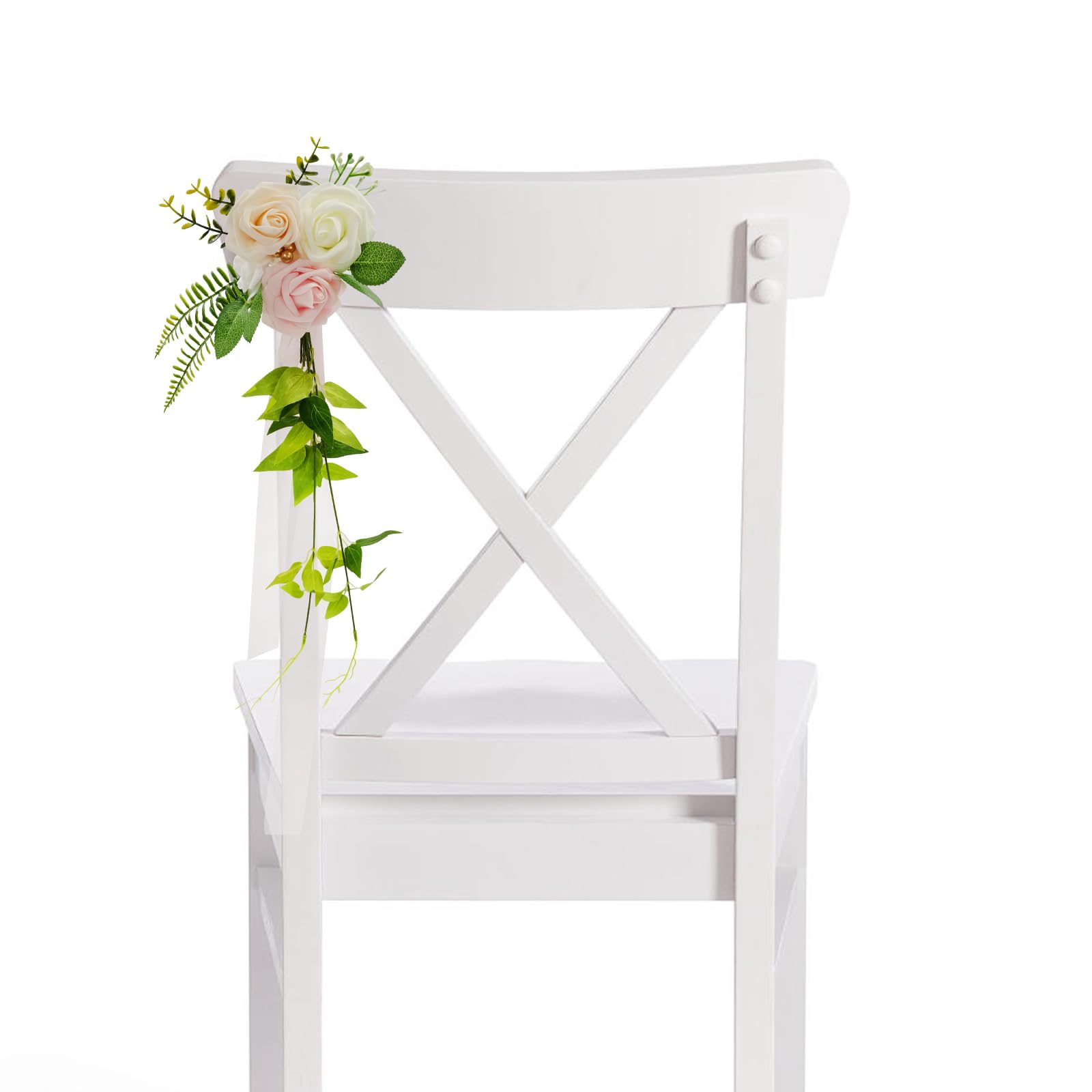 10 Stück Hochzeitsstuhl-Rücken blumen, Blumendekoration mit Bändern, Hochzeit Stuhl Deko, für Hochzeitsfeiern, rosa
