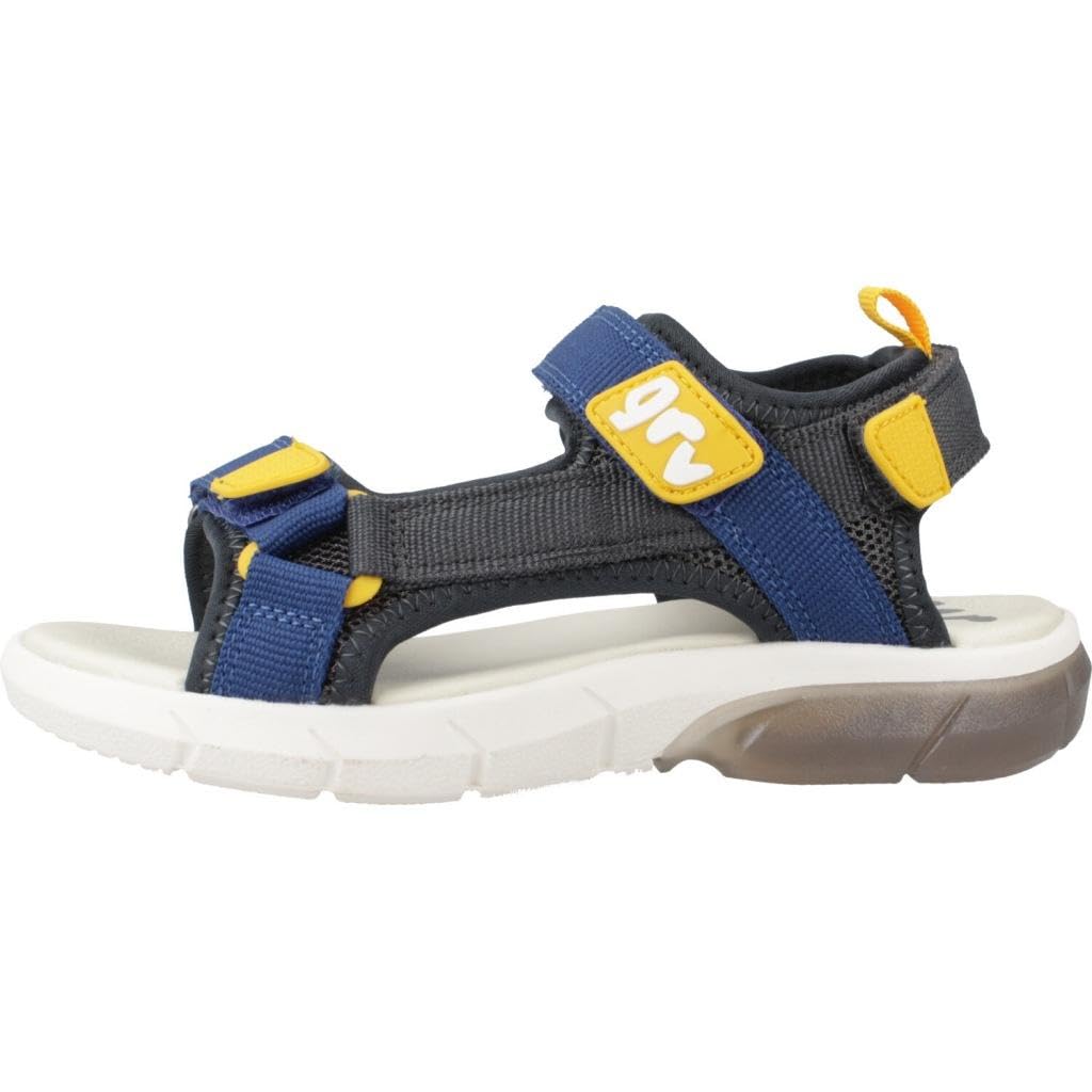 GARVALÍN 242855-A Sandalias Deportivas para niños, Color Azul Marino y Amarillo, Sandalias con Cinta Textil Adhesiva para Verano NIÑO Sandalias