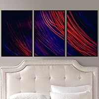 3 Piece Framed Canvas Wall Art Abstract Geometric Lights Mixed Media Canvas Prints Home Artwork Decoration for Living Room,Bedroom - 16