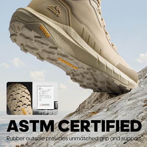 NORTIV 8 Men's Tactical Hiking Boot Lightweight Cushion Sole Boots for Work All Day Side Zipper Motorcycle Combat Military Boot Arch Support 8 Inches Terrascope,Size 10,Sand,NMUMMT2503