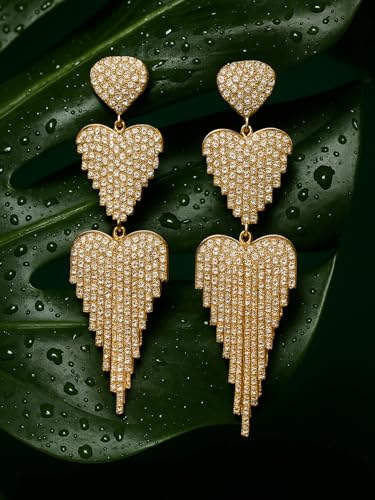 Image of Rubans Long Dangler Earrings Crystal & American Diamond Zirconia Jewellery Gift for Women & Girls