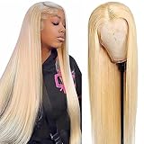 Picture of Mydiva 613 Blonde 13x4 Lace Front Wig Human Hair Pre Plucked Brazilian Straight 613 Blonde Human Hair Wigs for Women 150% Density Transparent Lace Frontal Wig with Baby Hair (22 inch, 13x4 Straight)