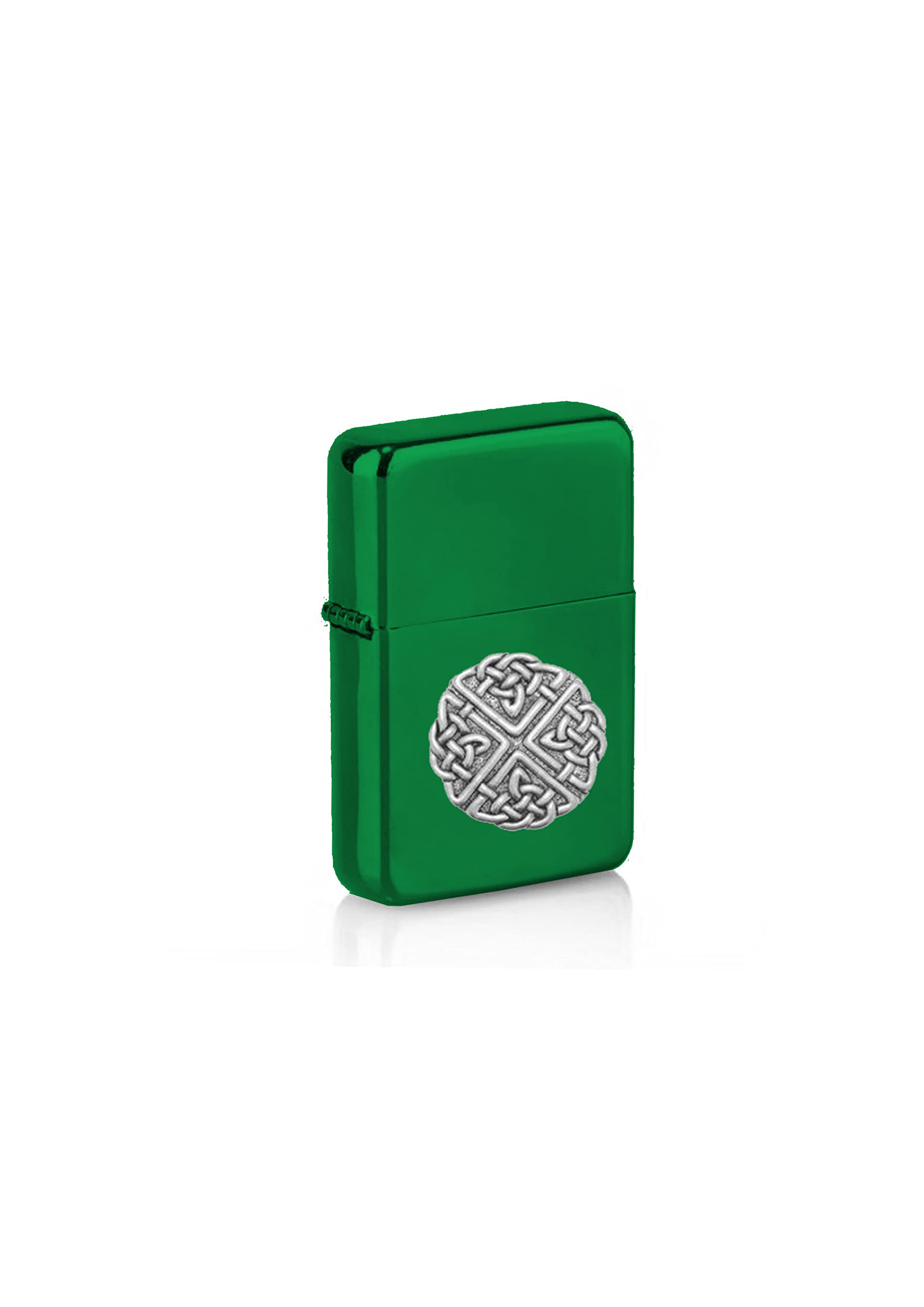 PPG38 Large Celtic Knot pewter Pendant On A petrol wind proof Green Lighter