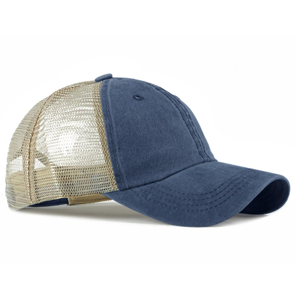 Gorra de béisbol vintage lavada de malla ajustable desgastada para hombres y mujeres, sombreros de sol, playa, deportes al aire libre