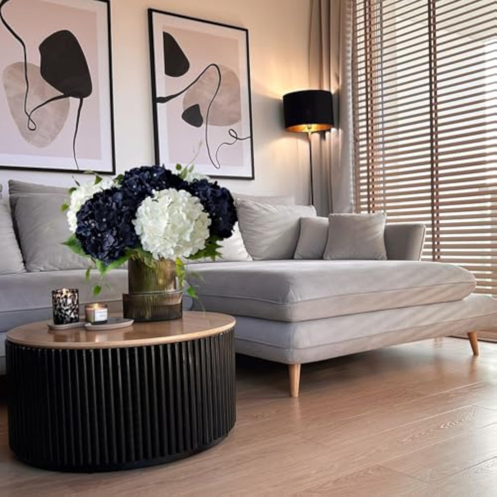 Dark Navy Blue Silk Hydrangea Flowers for DIY Decor