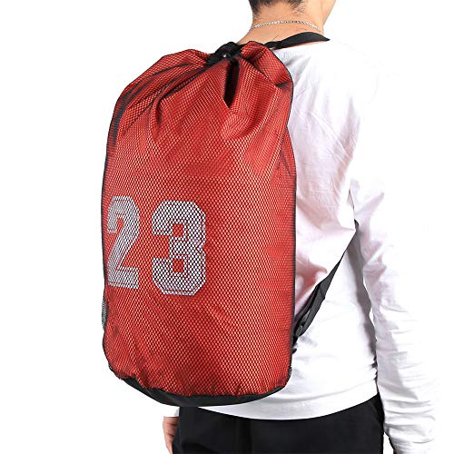 wendeekun Sac à Cordon Sport Oxford en Tissu, Sac à Dos d'entraînement de Fitness pour Basket-Ball, Couleur en Option, Sac à Dos réglable, Longueur réglable, sûr et Pratique(Rouge) Cover