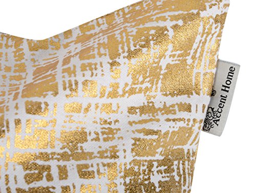 Accenthome 100% Cotton Canvas Square Foil Printed Cotton Cushion Cover,Throw Pillow Case, Slipover Pillowslip For Home Sofa Couch Chair Back Seat,2Pc Pack 18X18 In Mash - Gold Foil Print #TOP3