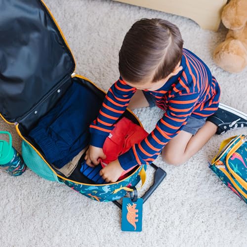 Image of Wildkin Kids 16 Inch Rolling Luggage for Boys & Girls - Lightweight Carry-On Suitcase with Telescoping Handle & Rolling Wheels for School, Travel & Overnight Trips (Jurassic Dinosaurs)