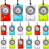 16 Pcs Orienteering Compass Acrylic Hiking Compass with Rope...