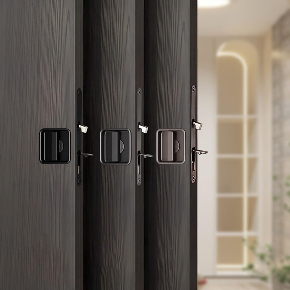 Sliding Door Lock for Home Use Pocket Door Lock with Invisible Design and Smooth, Silent Operation (Rose Gold)