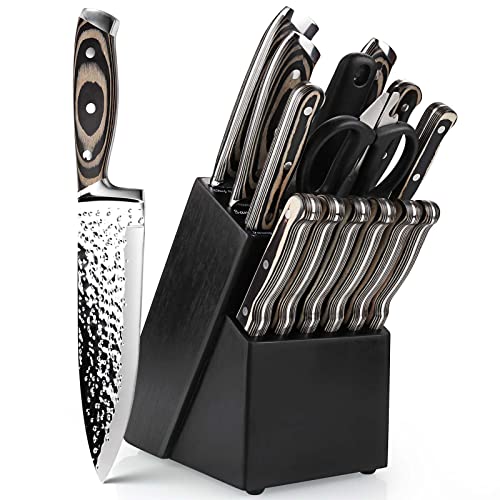 15PCS Kitchen Knife Set, Professional High Carbon...