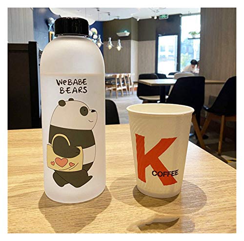 Waterbeker Plastic fles van 1000 ml Cartoon Frosted Water Cup Lekvrij drinkgerei Panda Bear Pattern Transparante sport drinkwaterfles (capaciteit: 1000 ml, kleur: 2 4) - Image 7