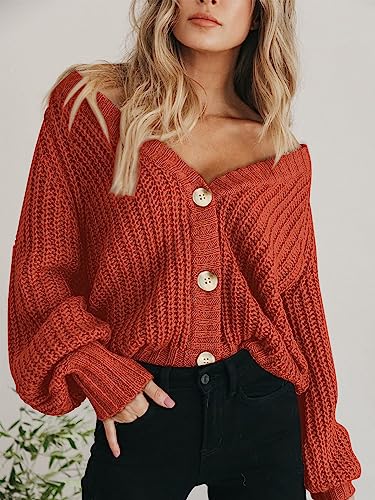 Image of PRETTYGARDEN Women's Chunky Knit Open Front Sweater Long Sleeve Button Loose Short Cardigan Outerwear Coats