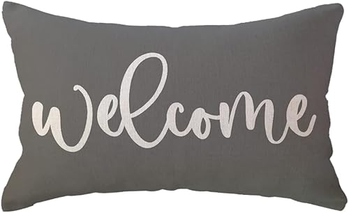 Fundas de almohada lumbares de bienvenida, rústicas, decorativas, rectangularesde cintura, 12 x 20 pulgadas, decoración de porche delantero, fundas