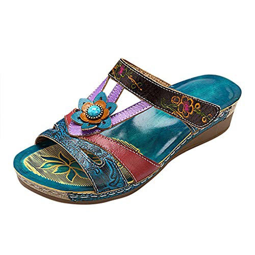 Sandales Femmes Nu-pieds Orthopédique Compensées Sandale Confortable de Plage Offre de Printemps Pantoufles Femme ete Respirantes Semelles épaisses...