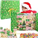 Riutilizzabili Calendario Avvento Scatole 2025, Fai Da Te Scatole Regalo Natalizie, Calendario Dell’Avvento Da Riempire, 24 Scatole Colorate Per Installazione e Riempimento (Verde)