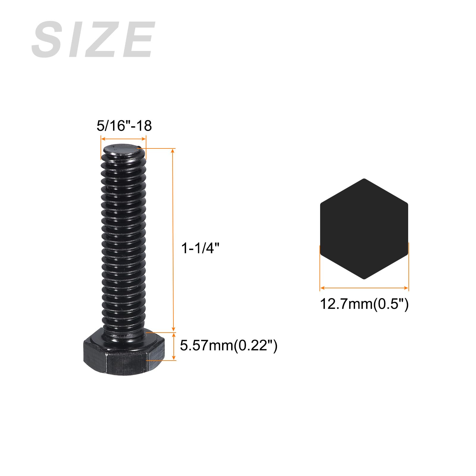 METALLIXITY Hex Head Bolts (5/16-18 x 1-1/4") 10Pcs, 304 Stainless Steel 18-8, Fully Threaded, External Hex Drive - Image 2
