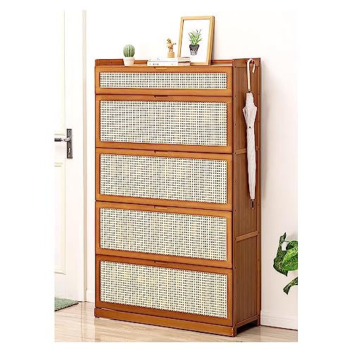Meuble à chaussures en bambou avec étagère de rangement en bois de couloir