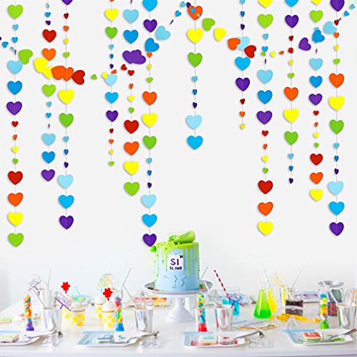 Image of 52Ft Valentines Day Party Decorations Rainbow Love Heart Garland Colorful Hanging Paper Heart Streamer Banner for Birthday Anniversary Bachelorette Engagement Wedding Baby Bridal Shower Carnival Party