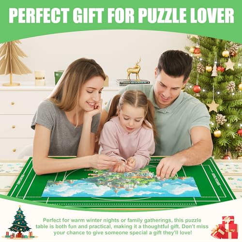 Image of CODACE Puzzle Table with Drawers - 1500 Pieces Jigsaw Puzzle Tables for Adults, Tilting Puzzles Board with Cover, Puzzles Table with Storage and Adjustable Height Legs，Present for Puzzles Enthusiast