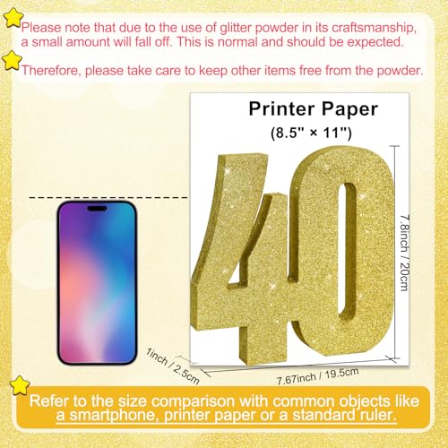 Image of TONIFUL 40th Birthday Decoration for Men and Women,40th Anniversary Decoration,Glod Glitter 40th Birthday Centerpieces for Party Decoration,Number 40 Centerpiece Table Decoration
