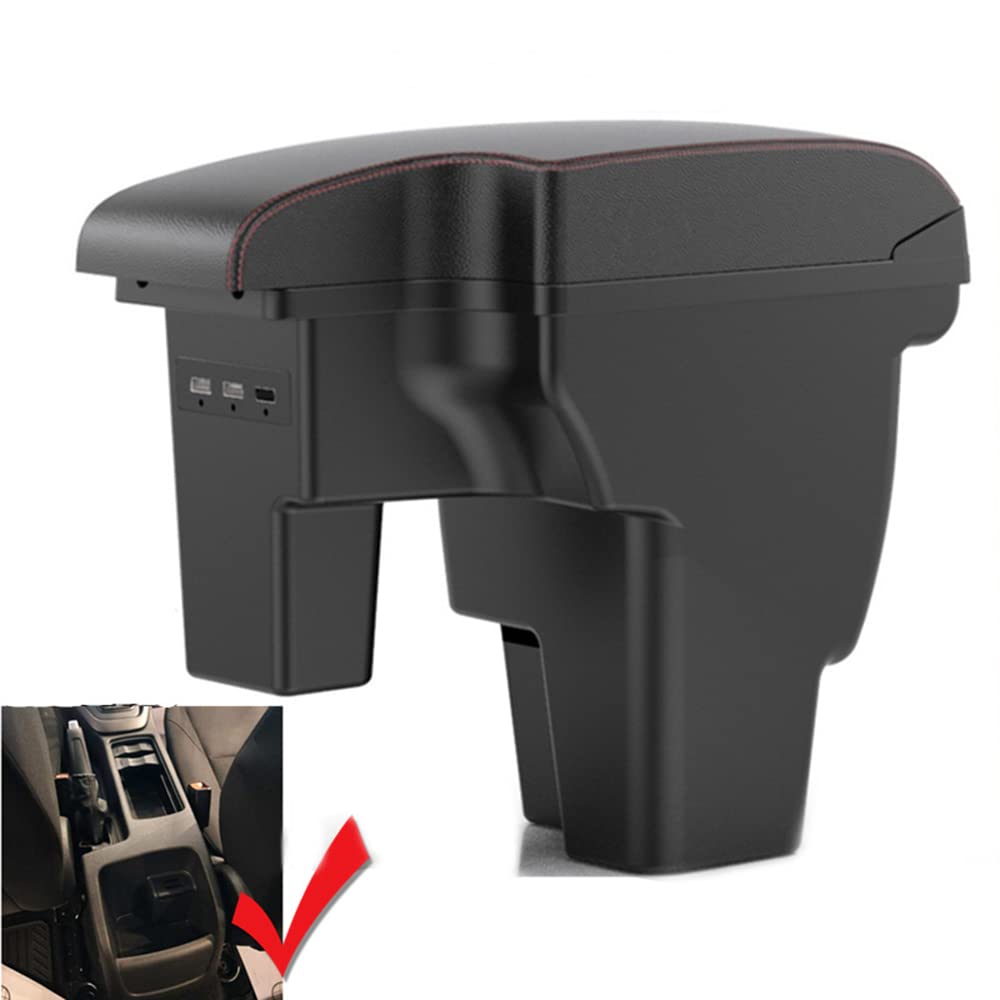 Leather Car Center Console Armrest Box Compatible with Ford Focus 3 MK3 2017 2018 Armrests with 3 USB Ports (PU Leather)