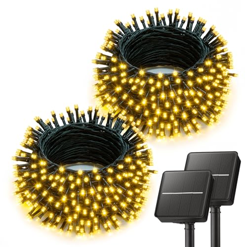 Brightown 2 Pack Solar String Lights Outdoor Waterproof, 80FT 200 LED Solar Powered String Lights with 8 Modes, Auto On/ - Detailed View
