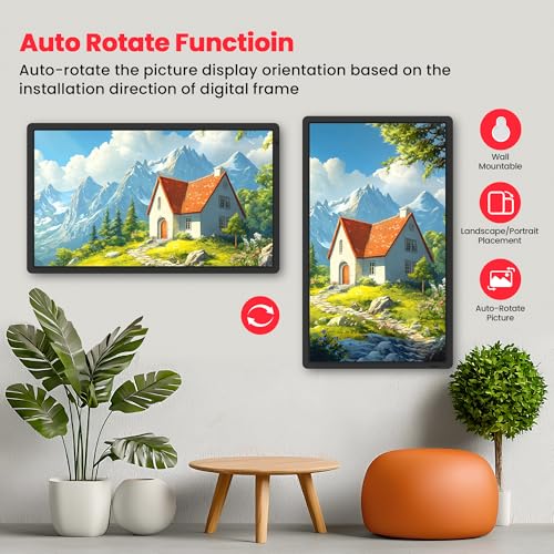 Image of Frameo 32 inch Extra Large Digital Picture Frame, Smart WiFi Photo Frame with 1920x1080 FHD IPS Touch Screen 64GB Memory, Support Wall Mounted Auto-Rotate USB&SD Card, Share Photos /Videos Instantly