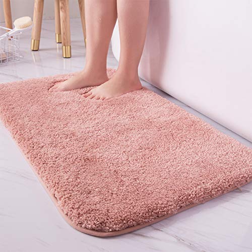 Alfombra de baño súper suave, alfombra de baño absorbente de agua Astoryou antideslizante para dormitorio, área de dormitorio, alfombra mullida y peluda, cocina (rosa, 23.6 x 15.7 pulgadas) Cover