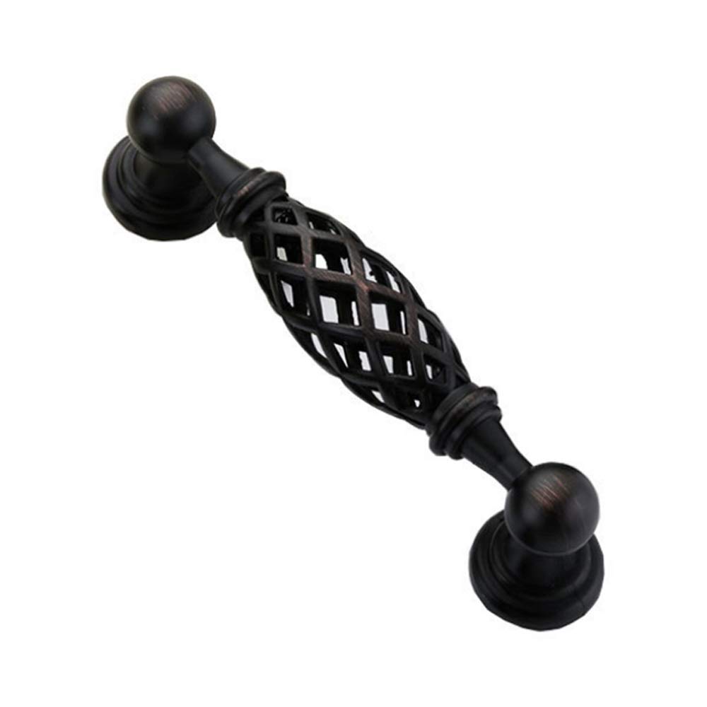 Wushadehans Brass Antique Cabinet Drawer Handles Birdcage Style Retro Door Pull Pack Of 3(,96Mm)