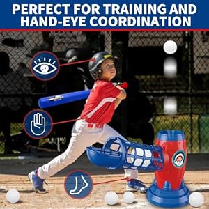 T Ball Sets for Kids 3-5 5-8, Kids Baseball Toys with 5 Balls/RC Pitching Machine/Adjustable Batting Tee, Sports & Outdoor Toys for Toddlers Boys & Girls, Tball Games for Kids Ages 3–12 Years T Ball Sets for Kids 3 5 5 8 Kids Baseball Toys with 5 BallsRC Pitching MachineAdjustable Batting Tee Sports Outdoor Toys for Toddlers Boys Girls Tball Games for Kids Ages 312 Years