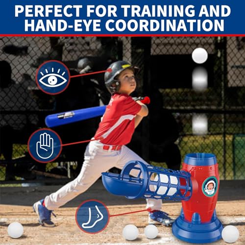 T-Ball-Sets-for-Kids-3-5-5-8-Kids-Baseball-Toys-with-5-BallsRC-Pitching-MachineAdjustable-Batting-Tee-Sports-Outdoor-Toys-for-Toddlers-Boys-Girls-Tball-Games-for-Kids-Ages-312-Years T Ball Sets for Kids 3 5 5 8 Kids Baseball Toys with 5 BallsRC Pitching MachineAdjustable Batting Tee Sports Outdoor Toys for Toddlers Boys Girls Tball Games for Kids Ages 312 Years