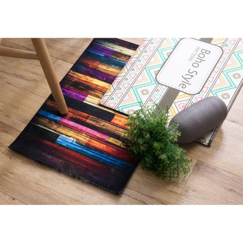 Alfombra de baño antideslizante con diseño de madera colorida, superabsorbente y lavable 3
