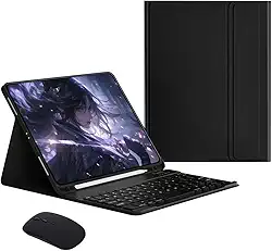 Capa Para Tablet, Capa + Mouse e Teclado Magnético Bluetooth Destacável Para IPad 10ª Geração/iPad 11ª geração (Preto, Teclado comum)